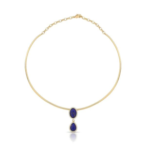 Colar Aro com Pingente Duplo Azul