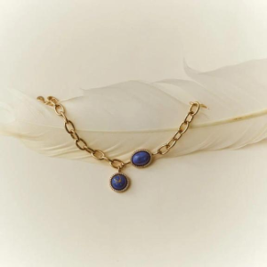 Pulseira com Pingentes de Pedras Azuis