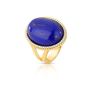 Anel Oval com Pedra Azul